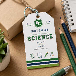 Etiquetas Para Regalos Funda personalizada de ciencia escolar verde marin
