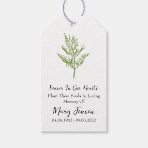 Etiquetas Para Regalos Funeral conmemorativo de Dill Seed Packet