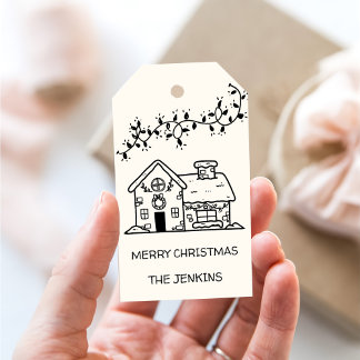 Etiquetas Para Regalos Funny dibujó Fiesta de Navidades de la casa Ginger
