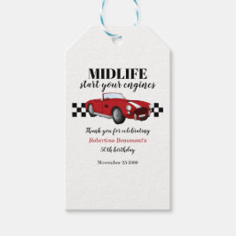 Etiquetas Para Regalos Funny Midlife Vintage Red Car 50th Birthday 