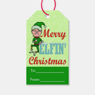 Etiquetas Para Regalos Funny Navidades de Merry Elfin Bah Humbug Holiday