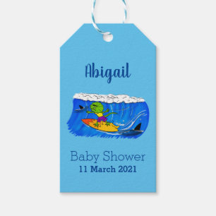 Etiquetas Para Regalos Funny personalizado de surf con lagarto frito