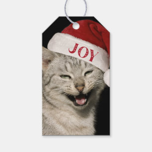 Etiquetas Para Regalos Funny Santa Cat Laugh Navidades