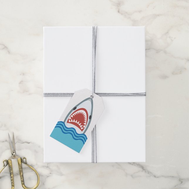 Etiquetas Para Regalos Funny Shark Personalizado (Con cuerda)