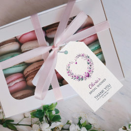 Etiquetas Para Regalos Fuschia Corazón Floral Rosa Gracias Ducha Bridal