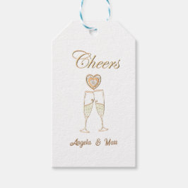 Etiquetas Para Regalos Gafas y corazones de champán personalizados