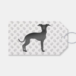 Etiquetas Para Regalos Galgo italiano negro perro de dibujos animados lin