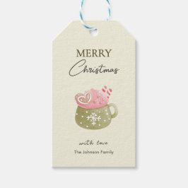Etiquetas Para Regalos Galleta de Cocoa en Taza Pastel Feliz Navidad