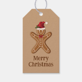 Etiquetas Para Regalos Galleta De Jengibre Marrón De Navidad Con Texto
