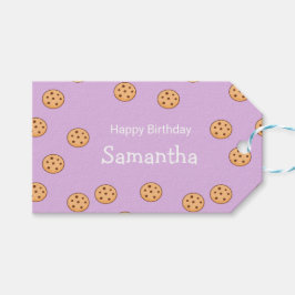 Etiquetas Para Regalos Galletas de chip de chocolate púrpura de cumpleaño