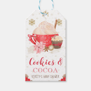 Etiquetas Para Regalos Galletas de Invierno Rojo y Baby Shower de Cacao
