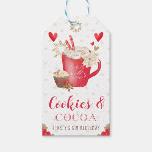 Etiquetas Para Regalos Galletas de Invierno Rojo y Cumpleaños de Cacao