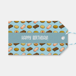 Etiquetas Para Regalos Galletas Lindas Feliz Cumpleaños! Patrón de Pixel 