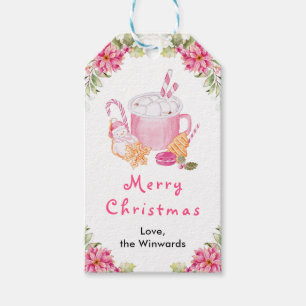 Etiquetas Para Regalos Galletas Navideñas y Chocolate Rosa Feliz Navidad