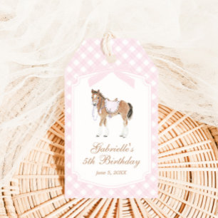 Etiquetas Para Regalos Galopa Chicas Cumpleaños Caballo Rosa