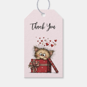 Etiquetas Para Regalos Gatito de dibujos animados lindo en una caja con c