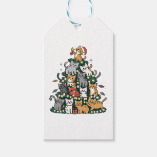 Etiquetas Para Regalos Gatito Divertido Árbol de Navidad Gato Mascota Ama
