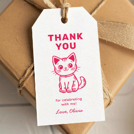 Etiquetas Para Regalos Gatito rosa gracias
