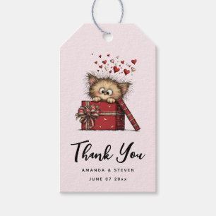 Etiquetas Para Regalos Gato adorable de dibujos animados en una caja con