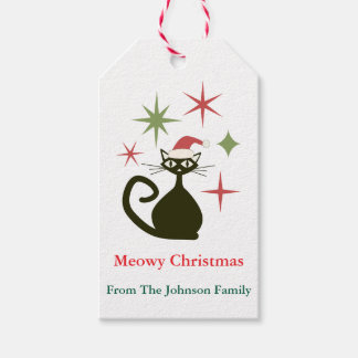 Etiquetas Para Regalos Gato Atómico de Navidad Personalizado de Mitad de