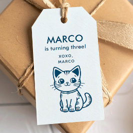 Etiquetas Para Regalos Gato azul COLORES PERSONALIZADOS  