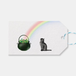 Etiquetas Para Regalos Gato bajo el arcoiris St. Patricks Day Gift Tag