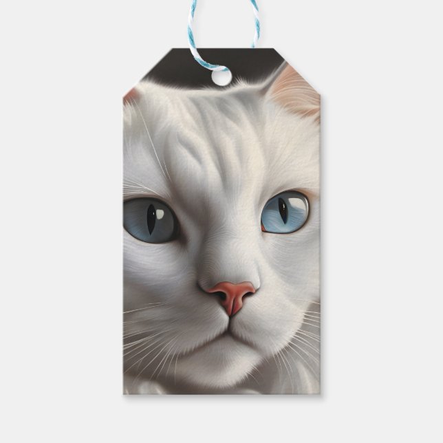 Etiquetas Para Regalos Gato blanco (Anverso)