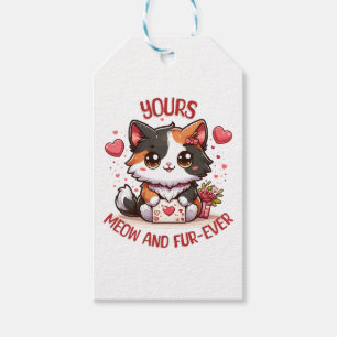 Etiquetas Para Regalos Gato Calico Adorable Día de San Valentín