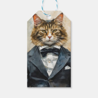 Etiquetas Para Regalos Gato con traje