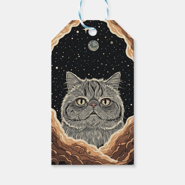 Etiquetas Para Regalos Gato Cósmico (Anverso)