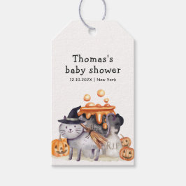Etiquetas Para Regalos Gato De Bote En Gorra De Brujas Preparando Baby Sh