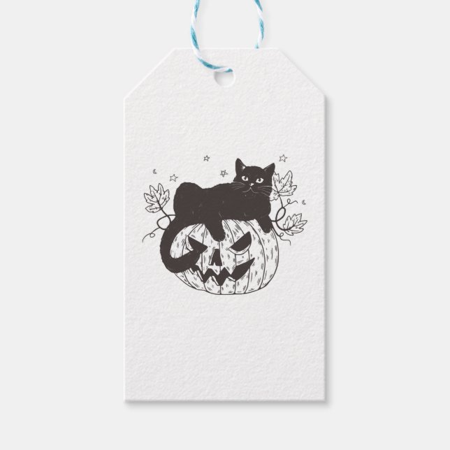 Etiquetas Para Regalos Gato de Halloween (Anverso)