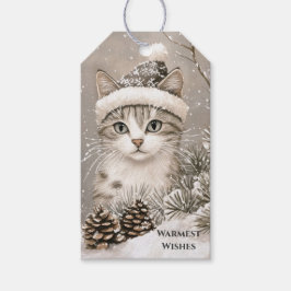 Etiquetas Para Regalos Gato de Navidad Acogedor
