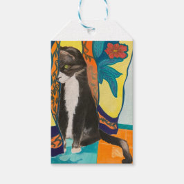 Etiquetas Para Regalos Gato de Tuxedo de Arte Popular