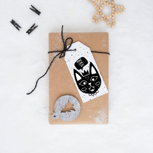 Etiquetas Para Regalos Gato escandinavo diciendo paz, amor, alegría