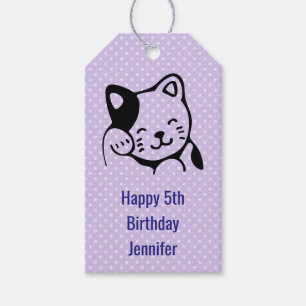 Etiquetas Para Regalos Gato gitano blanco y negro lindo saludando