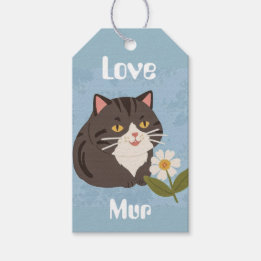 Etiquetas Para Regalos Gato gris lindo personalizado con Mur y Amor
