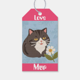 Etiquetas Para Regalos Gato gris lindo personalizado con Mur y Amor