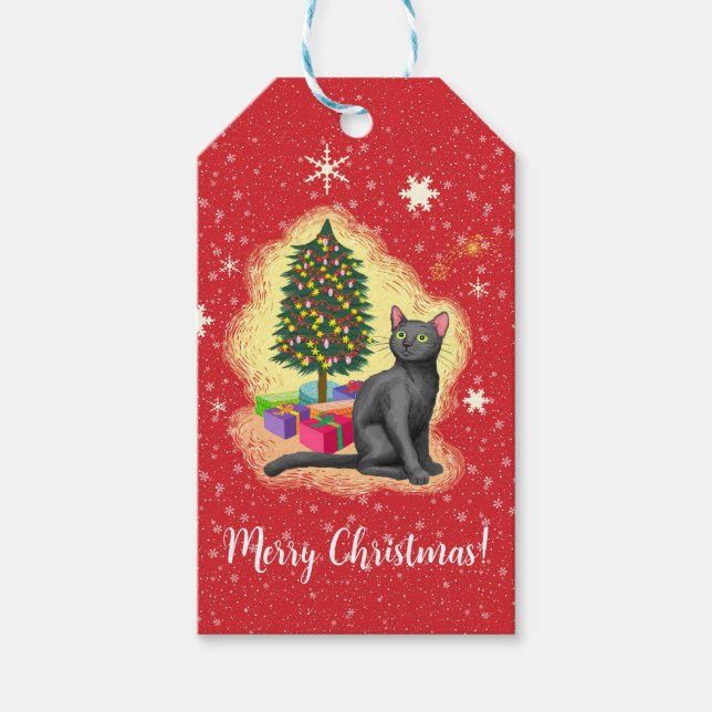 Etiquetas Para Regalos Gato navideño (Anverso)