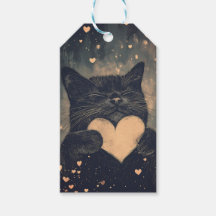 Gato negro adorable con corazón dorado