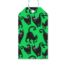 Gato negro de Halloween verde