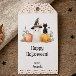 Etiquetas Para Regalos Gato negro fantasma a la acuarela personalizado pa