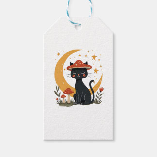 Etiquetas Para Regalos Gato Sombrero de Champiñón Cottagecore Gatito Muje