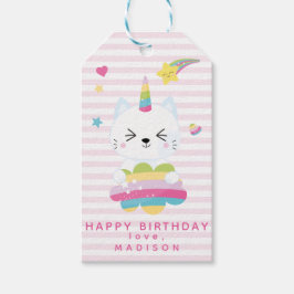 Etiquetas Para Regalos Gato unicornio lindo - Cumpleaños de los niños