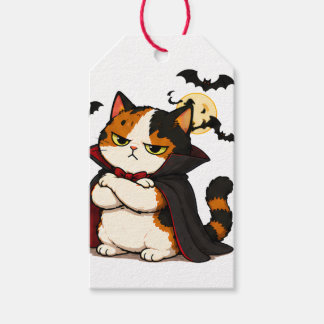 Etiquetas Para Regalos Gato vampiro gruñón de Halloween 