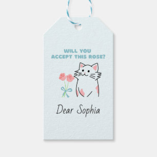 Etiquetas Para Regalos Gato y Rosa Adorable