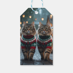 Etiquetas Para Regalos Gatos Angora Turcos Navidad Nieve Fiesta