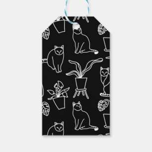 Etiquetas Para Regalos Gatos blancos en negro