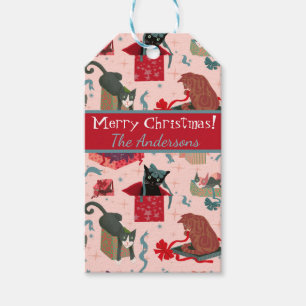 Etiquetas Para Regalos Gatos Cuadros En Cajas De Navidades Personalizados