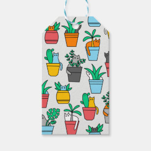 Etiquetas Para Regalos Gatos en macetas de flores
